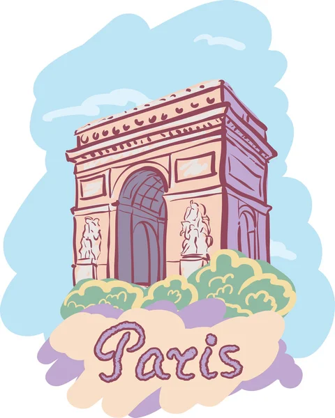 Ilustração vetorial com os pontos turísticos de Paris. Arco do triunfo — Vetor de Stock