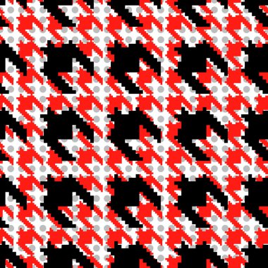 Kırmızı ve siyah houndstooth desen polka noktalı.