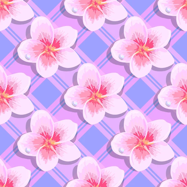Nahtloser Hintergrund tropische Blumen plumeria — Stockvektor