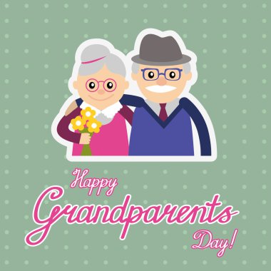 Vektör çizim. Mutlu büyükbaba ve Büyükanneler Günü.