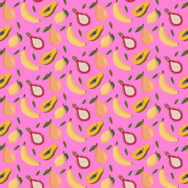 Frutta modello banana drago frutta papaia — Vettoriale Stock