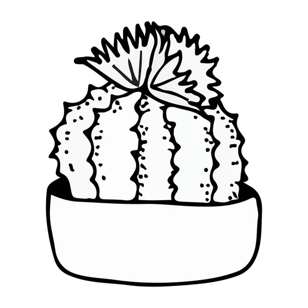Karalama çizimi kaktüsü beyaza siyah