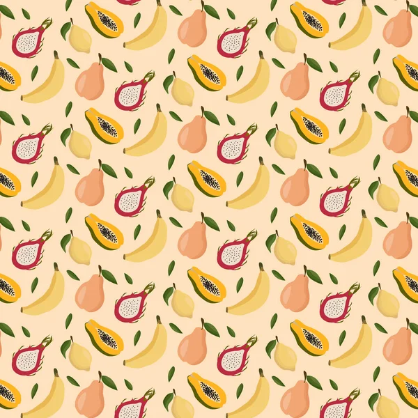 meyve desenli muzlu ejderha meyveli papaya