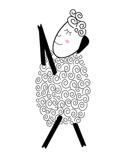 Doodle illustrationthe oveja haciendo, cuidado de la salud — Vector de stock