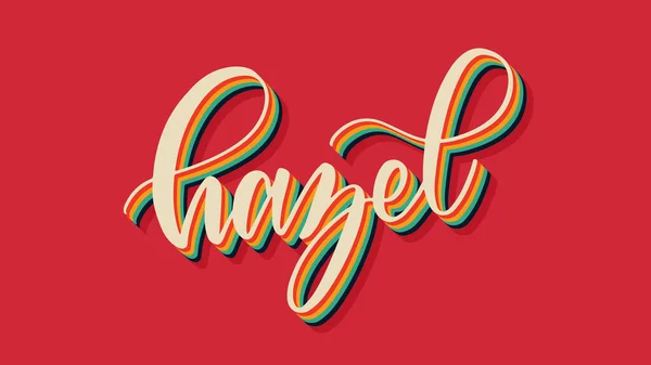 Gölgeli Hazel İsim Vektörü Retro Renkli TemasıName