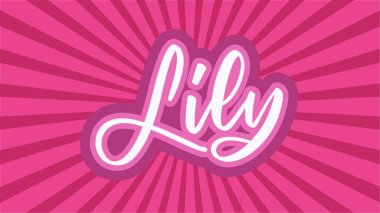 Pembe Taslak Yıldız Patlamalı Lily İsim Tipografisi