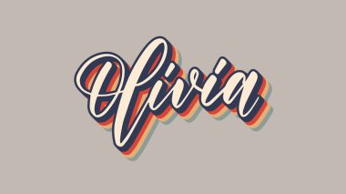 Olivia İsim Vektörü Retro Renkli Gölgeler