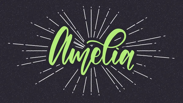 Yıldız patlamalı Amelia İsim Vektör Tipografisi