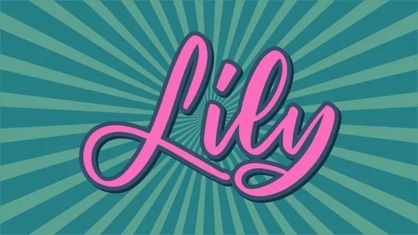 Yeşil Yıldız patlamalı Lily İsim Vektör Tipografisi
