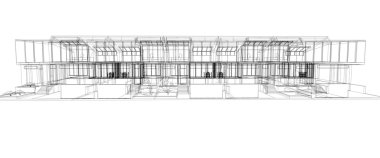 şeffaf bina illüstrasyon