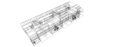 şeffaf bina illüstrasyon