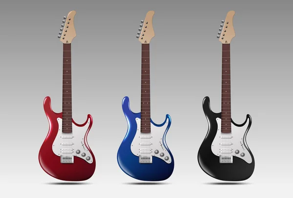 Gerçekçi elektro gitarlar. Vektör illüstrasyonu.