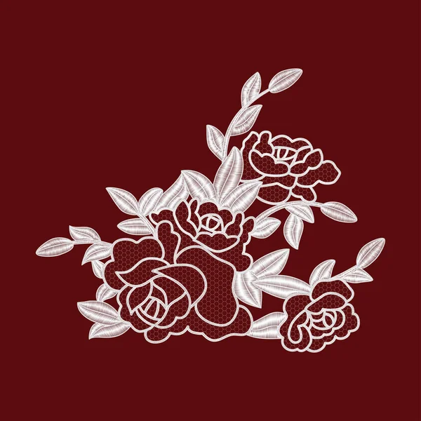 Мереживна Троянда Квітковий Елемент Прикраса Мережива — стоковий вектор