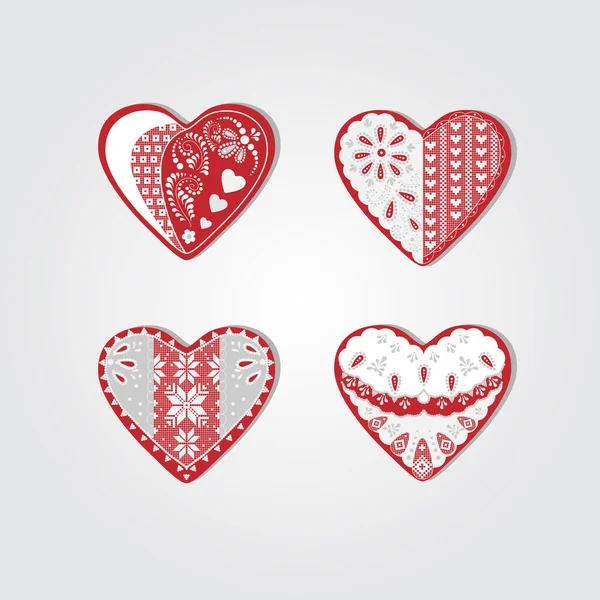 Heart White Lace Vector Heart Lace Heart — Stock Vector