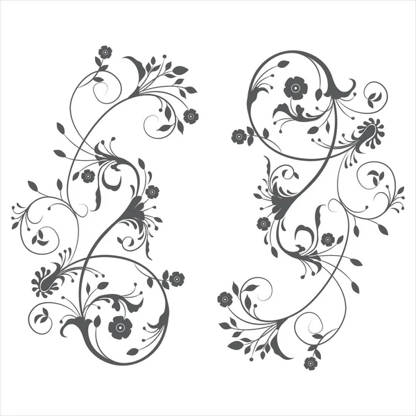 Batas Bunga Persiapan Bunga Monogram Untuk Dekorasi - Stok Vektor