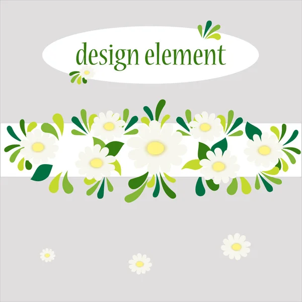Bordure Florale Vectorielle Borde Marguerite — Image vectorielle