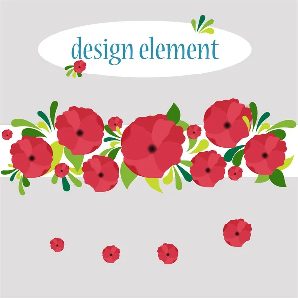Bordure Florale Vectorielle Motif Coquelicot Élément Floral Design — Image vectorielle