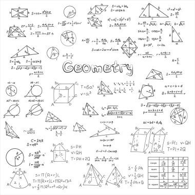Geometri, okula dönüş, okul geometrik formüllerinin çizimi