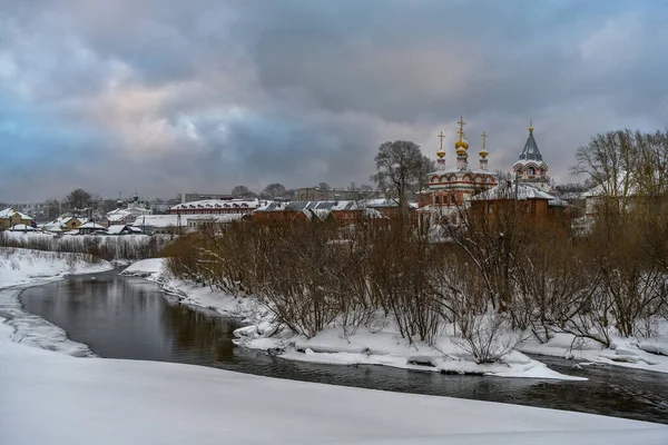Landscape Church View Usolka River Ancient City Urals Russia Solikamsk — Stock Photo, Image