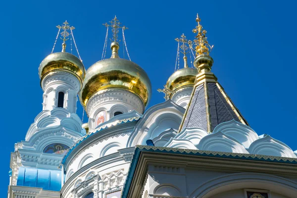 Kirche Peter Und Paul Karlsbad Tschechische Republik Goldene Kuppeln Vor — Stockfoto