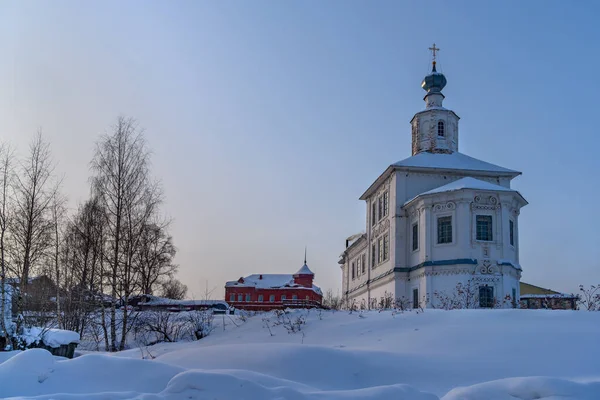 Old Church Snow Winter Cherdyn Northern Urals Russia Rich Decoration — Stock Photo, Image