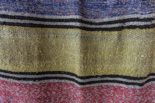 纺织品 手工编织 带纹理在一个明亮的颜色 乡村风格的斑点 自然环保材料 — 图库照片