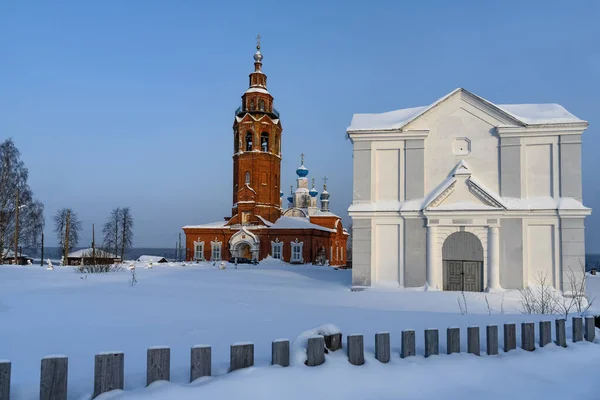 Ancient Architecture Cherdyn Northern Ural Russia Cities Hills Winter Historic — Stock Photo, Image