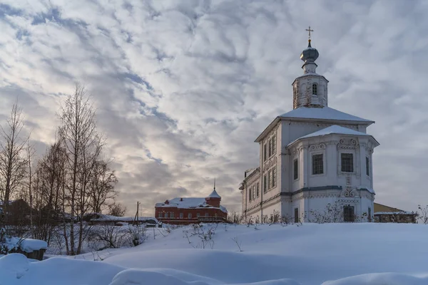 Ancient Church Snow City Cherdyn Northern Ural Russia Located Hills — Stock Photo, Image