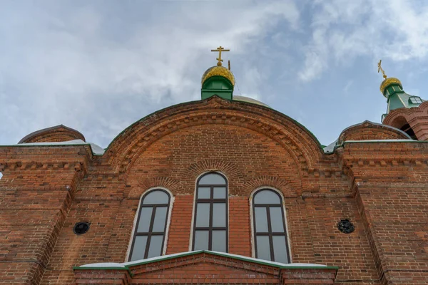 Eine Alte Kirche Aus Rotem Backstein Dorf Mezenskoe Ural Russland — Stockfoto