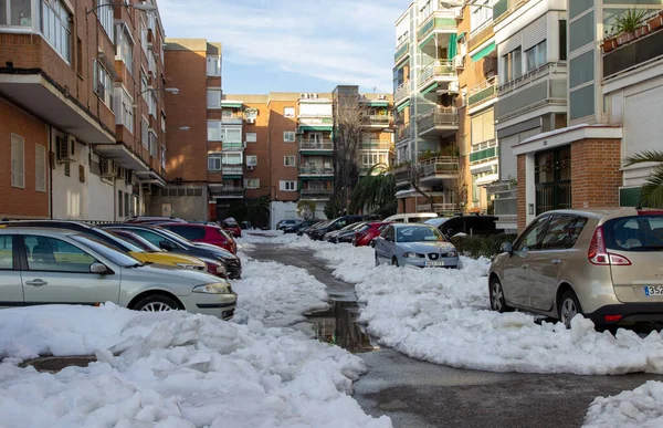 Estacionamiento Lleno Nieve — Foto de Stock