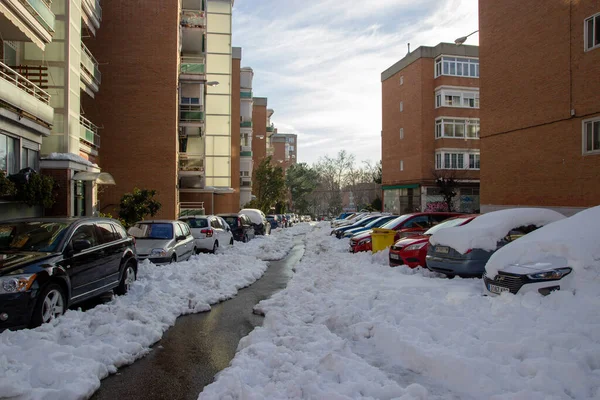 Estacionamiento Lleno Nieve — Foto de Stock