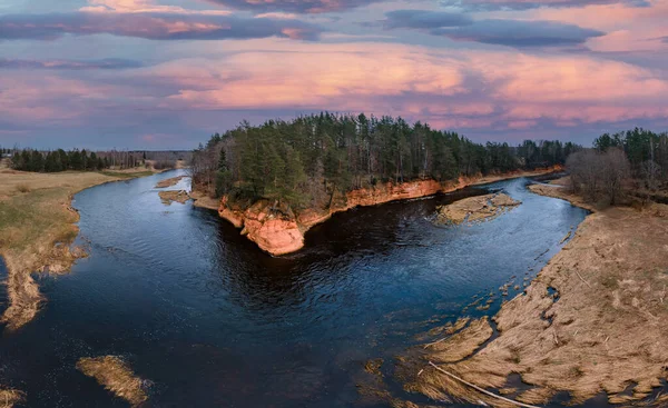 Sandstone Cliffs Gauja National Park Latvia Peaceful Landscape Salaca River — Stock Photo, Image