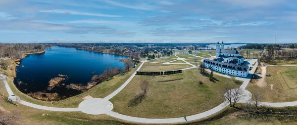 Aglona Letonia 2021 Aerial Drone Panorama Basílica Católica Romana Aglona —  Fotos de Stock