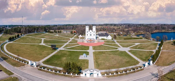 Aglona Letonia 2021 Aerial Drone Panorama Basílica Católica Romana Aglona —  Fotos de Stock