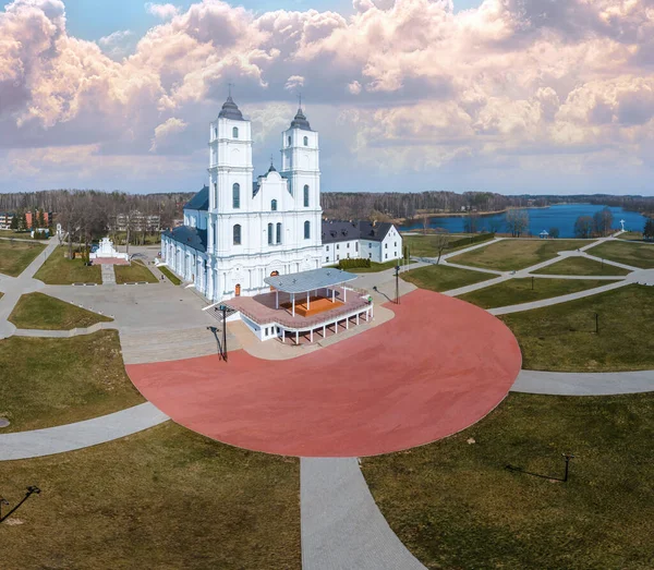 Aglona Letonia 2021 Aerial Drone Panorama Basílica Católica Romana Aglona —  Fotos de Stock