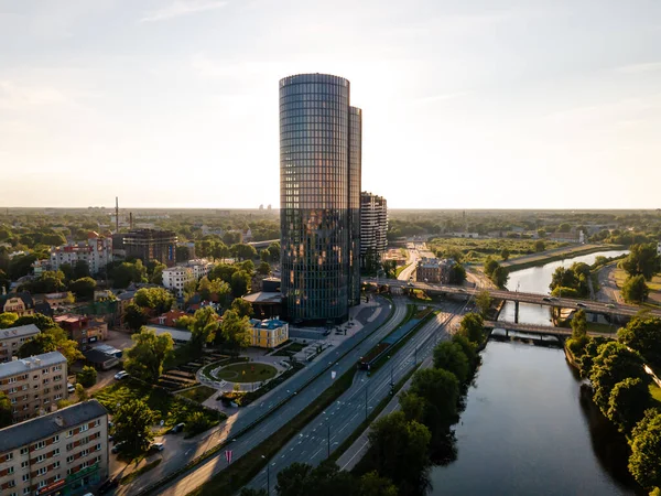 Bela Vista Aérea Sobre Torres Centro Riga Letónia — Fotografia de Stock