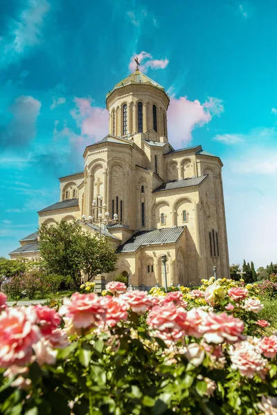 Katedral Tritunggal Kudus Tbilisi Yang Umumnya Dikenal Sebagai Sameba Georgia — Stok Foto