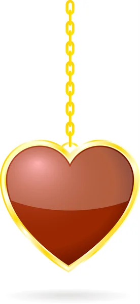 Heart on Golden Chain — Stock Vector