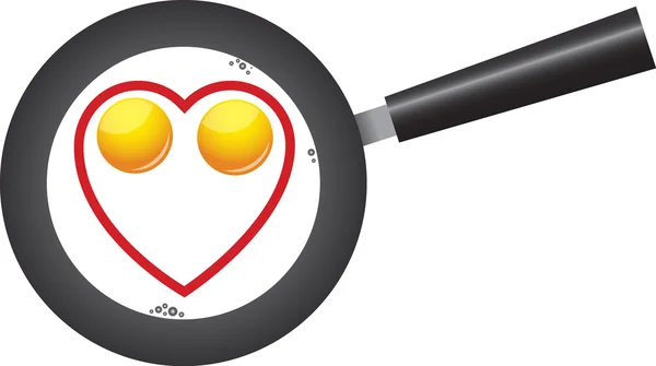 Fried Eggs with Heart — Stock Vector