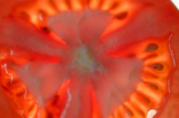 Bright Red Tomato Slice Close Range — Stock Photo, Image