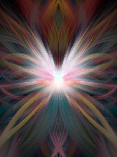 Flerfärgad Abstrakt Gradient Crossing Vågig Bakgrund Fractal Art Digital Målning — Stockfoto