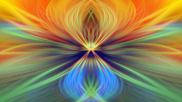 Flerfärgad Abstrakt Gradient Crossing Vågig Bakgrund Fractal Art Digital Målning — Stockfoto