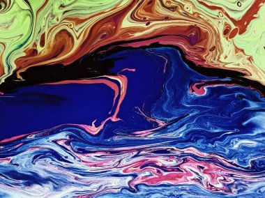 Güzel Renkli Karışık Soyut Akışkan Boyama. Teknoloji için akrilik renkli renkli boyalı duvar kâğıdı. Dalga Akımı Girdap Akıcı Mermer Sanat Dokusunu. Ev dekorasyonu Çağdaş Sanat Arkaplanı. Ev dekorasyonu Kanvası Resim Duvarı Tasarımı