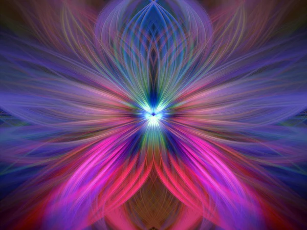 Flerfärgad Abstrakt Gradient Crossing Vågig Bakgrund Fractal Art Digital Målning — Stockfoto