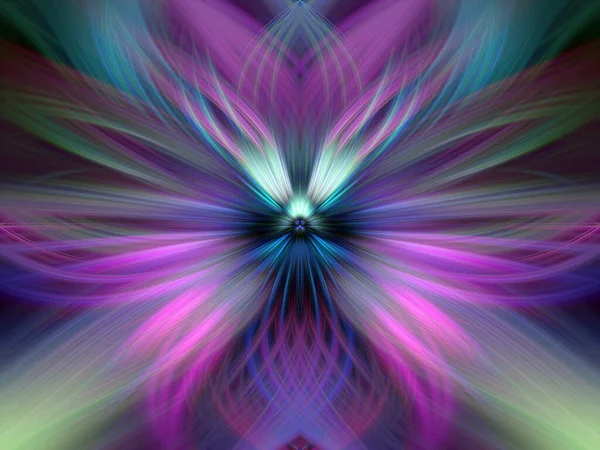 Flerfärgad Abstrakt Gradient Crossing Vågig Bakgrund Fractal Art Digital Målning — Stockfoto