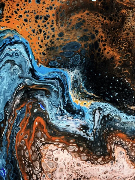 Beautiful Colorful Mixed Abstract Fluid Painting Acrylic Vibrant Colors Paint — Stock Photo, Image