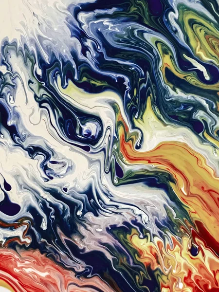 Beautiful Colorful Mixed Abstract Fluid Painting Acrylic Vibrant Colors Paint — Stock Photo, Image