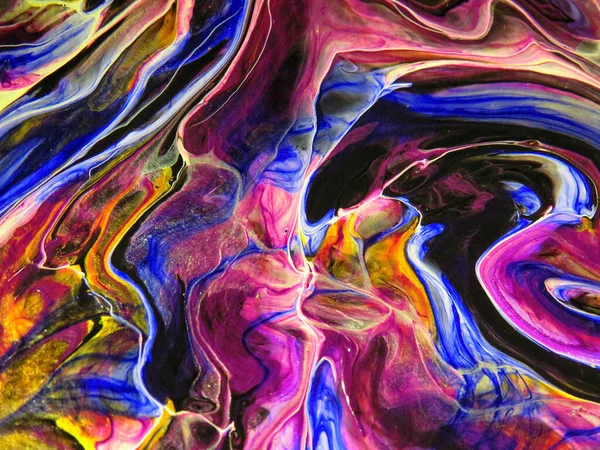 Beautiful Colorful Mixed Abstract Fluid Painting Acrylic Vibrant Colors Paint — Stock Photo, Image