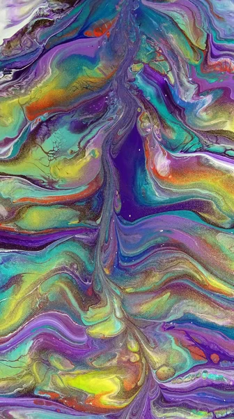 Bella Pittura Fluida Astratta Mista Variopinta Colori Vibranti Acrilici Vernice — Foto Stock