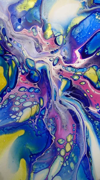 Beautiful Colorful Mixed Abstract Fluid Painting Acrylic Vibrant Colors Paint — Stock Photo, Image